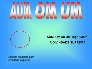 AUM, OM ou UM, significam:
                         A DIVINDADE SUPREMA



Símbolo aramaico para
Divindade Suprema
 
