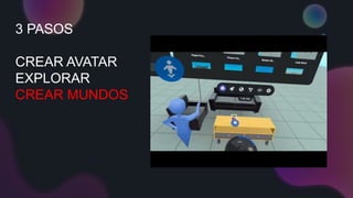 3 PASOS
CREAR AVATAR
EXPLORAR
CREAR MUNDOS
 