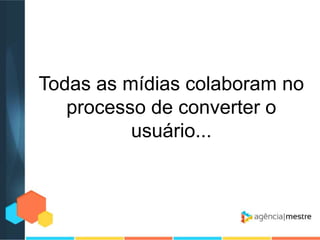 Todas as mídias colaboram no
processo de converter o
usuário...

 