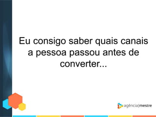 Eu consigo saber quais canais
a pessoa passou antes de
converter...

 