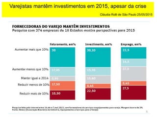 Varejistas mantêm investimentos em 2015, apesar da crise
Cláudia Rolli de São Paulo 25/05/2015
5
 