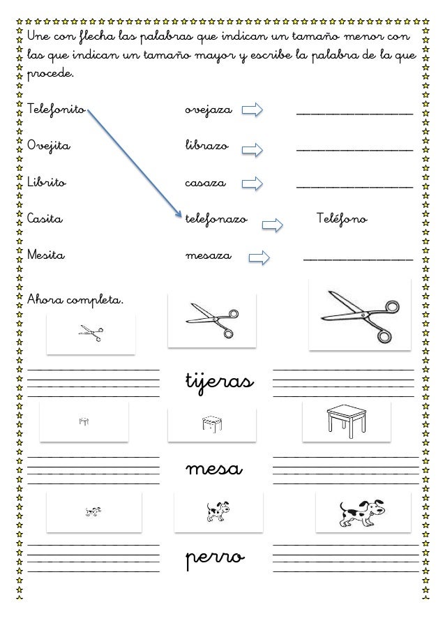 Aumentativos Y Diminutivos Ejercicios