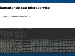 Executando seu microserviço
$ java -jar <arquivo-gerado>.jar
 