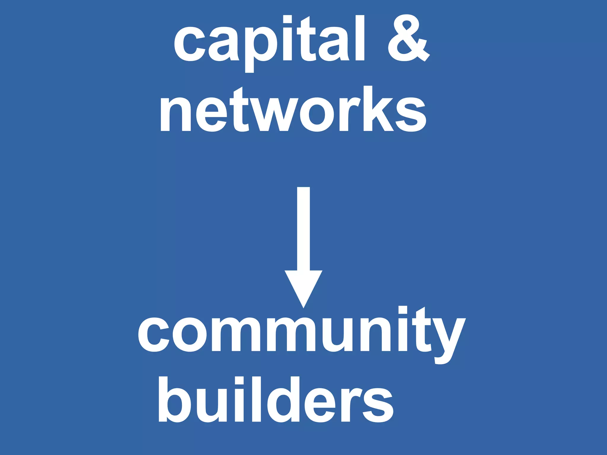 capital & networks  community builders  