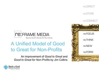 A Unified Model of Good
to Great for Non-Profits
An improvement of Good to Great and
Good to Great for Non-Profits by Jim Collins
 