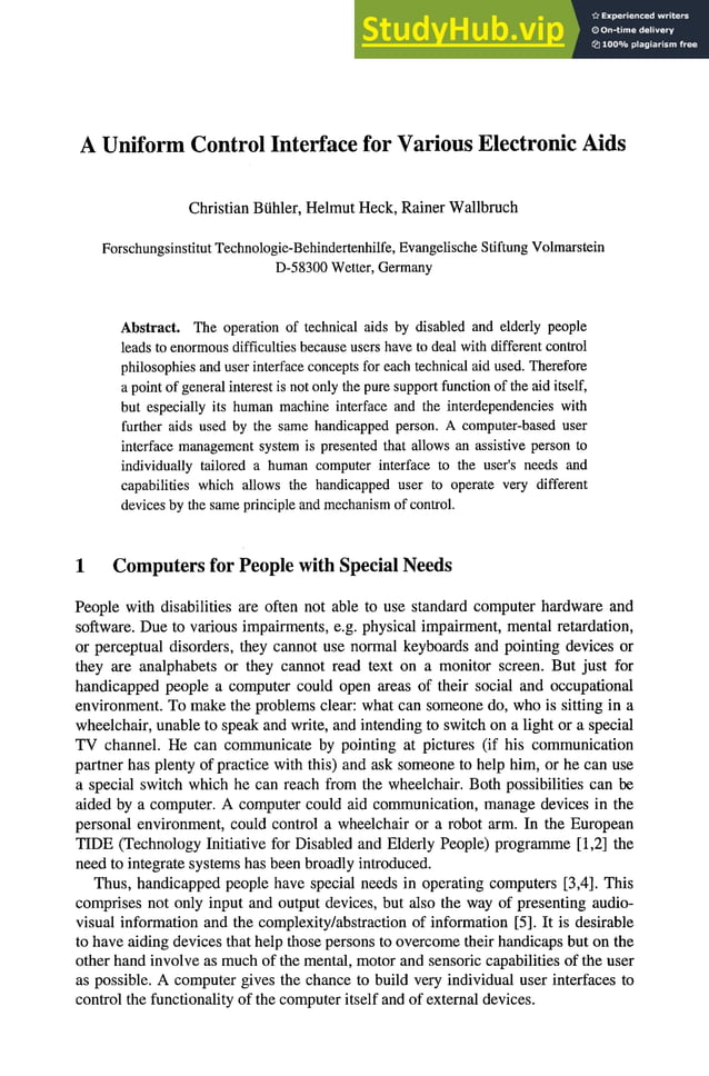 A Uniform Control Interface For Various Electronic Aids | PDF | Free ...