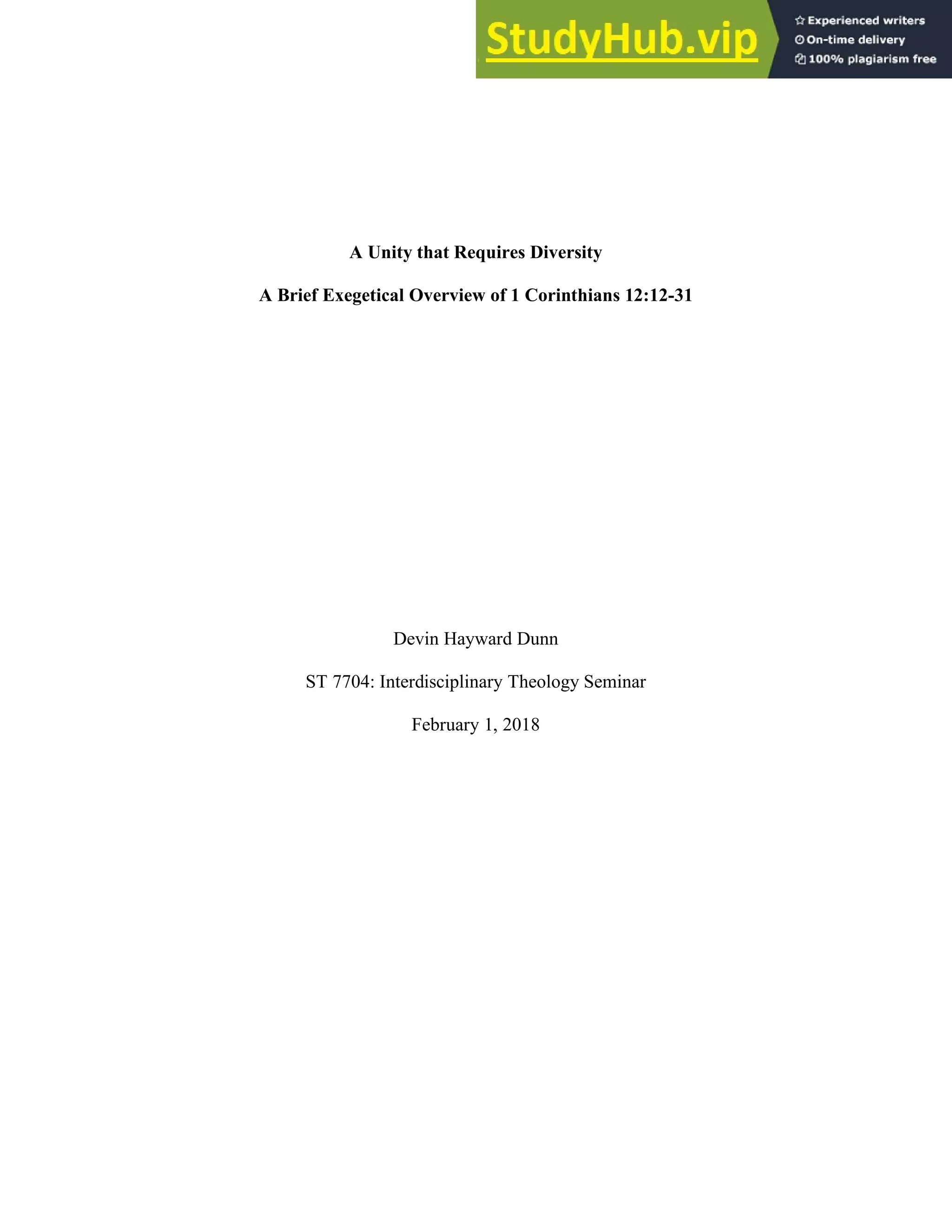 A Unity That Requires Diversity A Brief Exegetical Overview Of 1 A unity that requires diversity a brief exegetical overview of 1