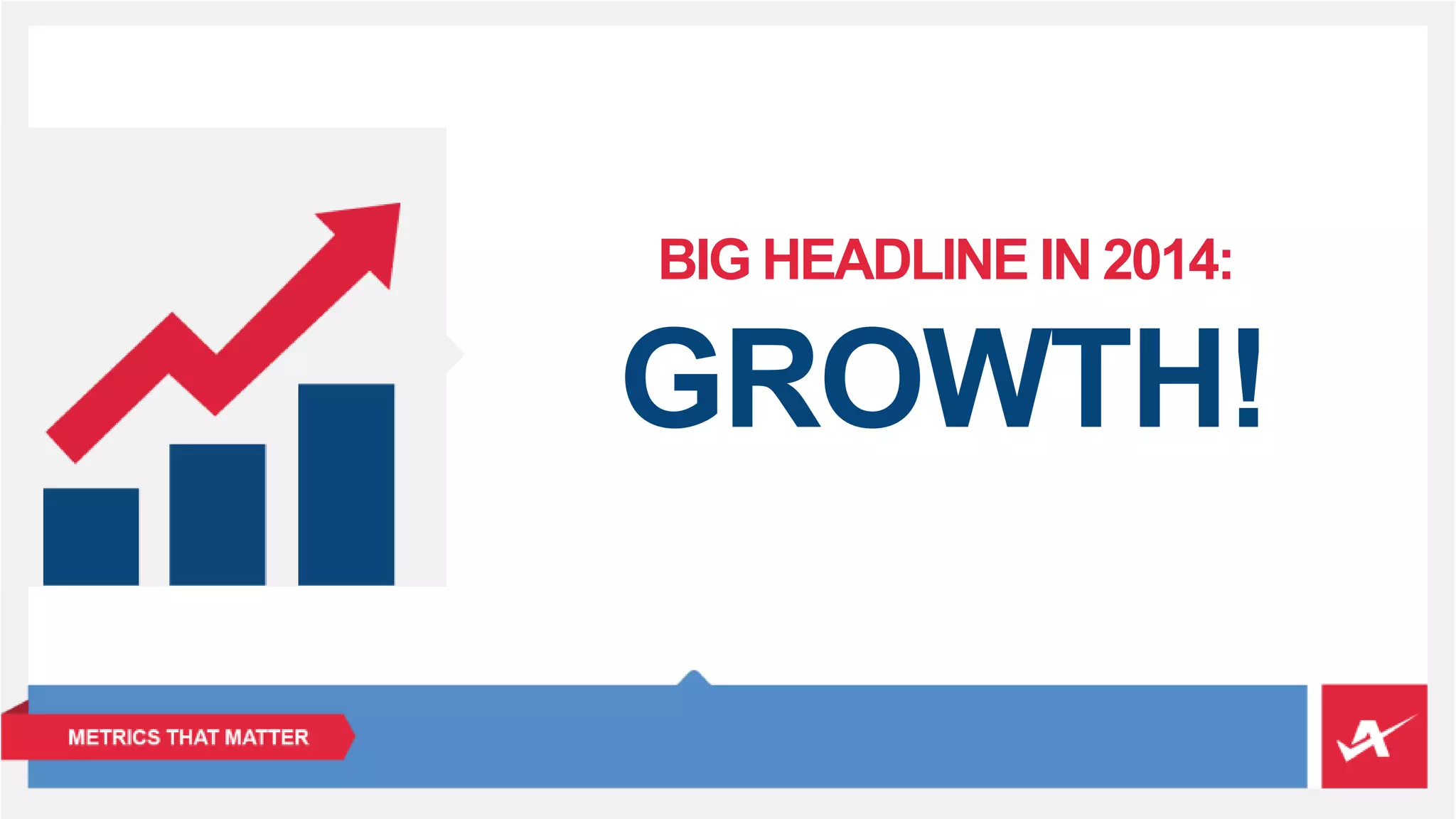 BIG HEADLINE IN 2014: 
GROWTH! 
 