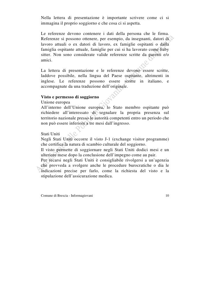 Lettera di presentazione alla famiglia ospitante