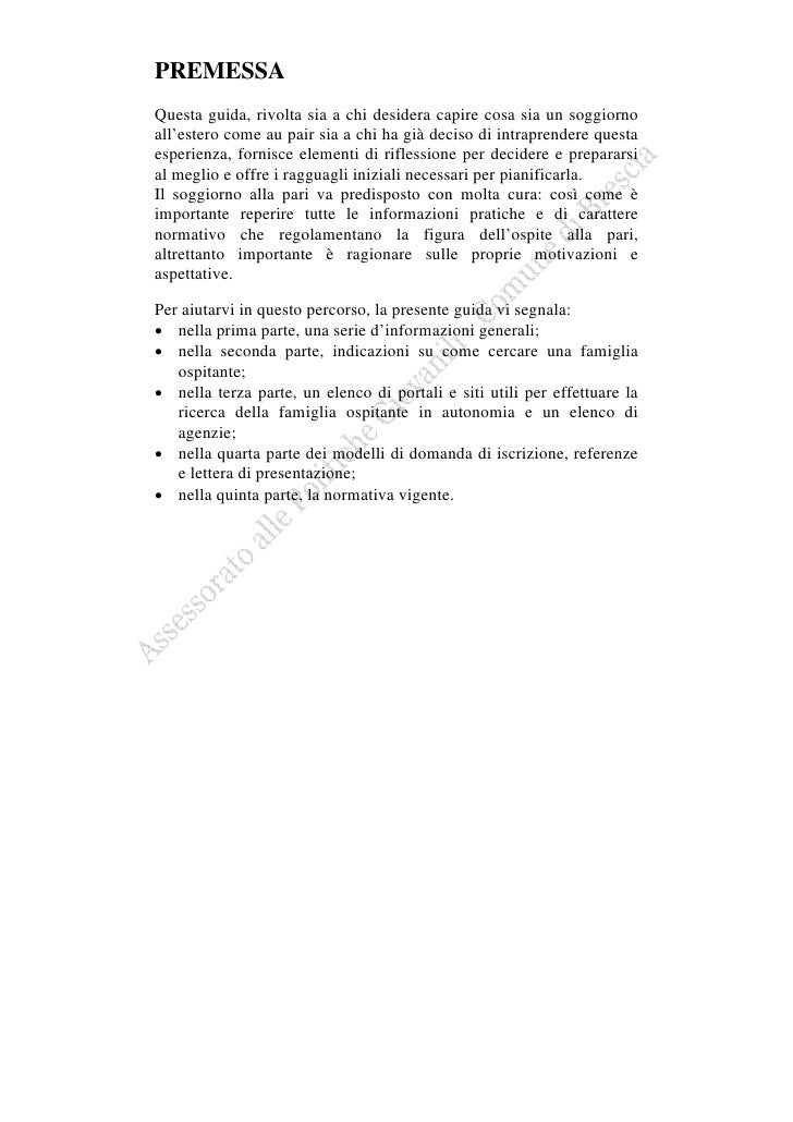 Lettera alla famiglia ospitante