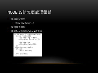 NODE.JSԓN̎e`
? Error
? throw new Error(~~)
? ¼C
? fErrorCallback
 