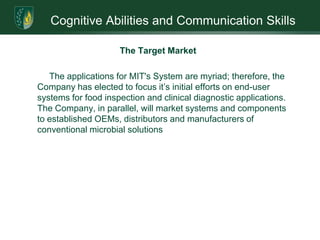 Cognitive Abilities and Communication SkillsCore CompetenciesLaser-driven and optically-based microbial identification