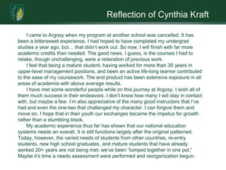 Overprescribing of psychotropic medications. Are there alternatives?  Personal Statement of Cynthia KraftI will admit that I have been wooed by other graduate schools, e.g. Columbia University, but Loma Linda University is my school of choice. I’ve long desired an education from this Christian, academic institution because of our shared beliefs and mission statement. This Fall (2011), I will begin my graduate studies. The goal is to attain a MPH in Global Health/Maternal and Child Health and a Ph.D. in Health Psychology. 