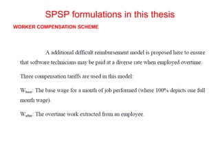 SPSP formulations in this thesis
WORKER COMPENSATION SCHEME
 