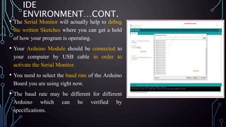 Arduino: On-board components description, IDE and Programming | PPTX
