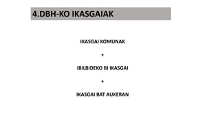 IKASGAI KOMUNAK
+
IBILBIDEKO BI IKASGAI
+
IKASGAI BAT AUKERAN
4.DBH-KO IKASGAIAK
 