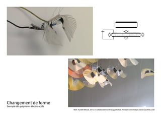 Changement de forme							
Exemple des polymères électro-actifs
Reef, Aurélie Mossé, 2011, in collaboration with Guggi Kofod, Potsdam University & David Gauthier, CIID
 