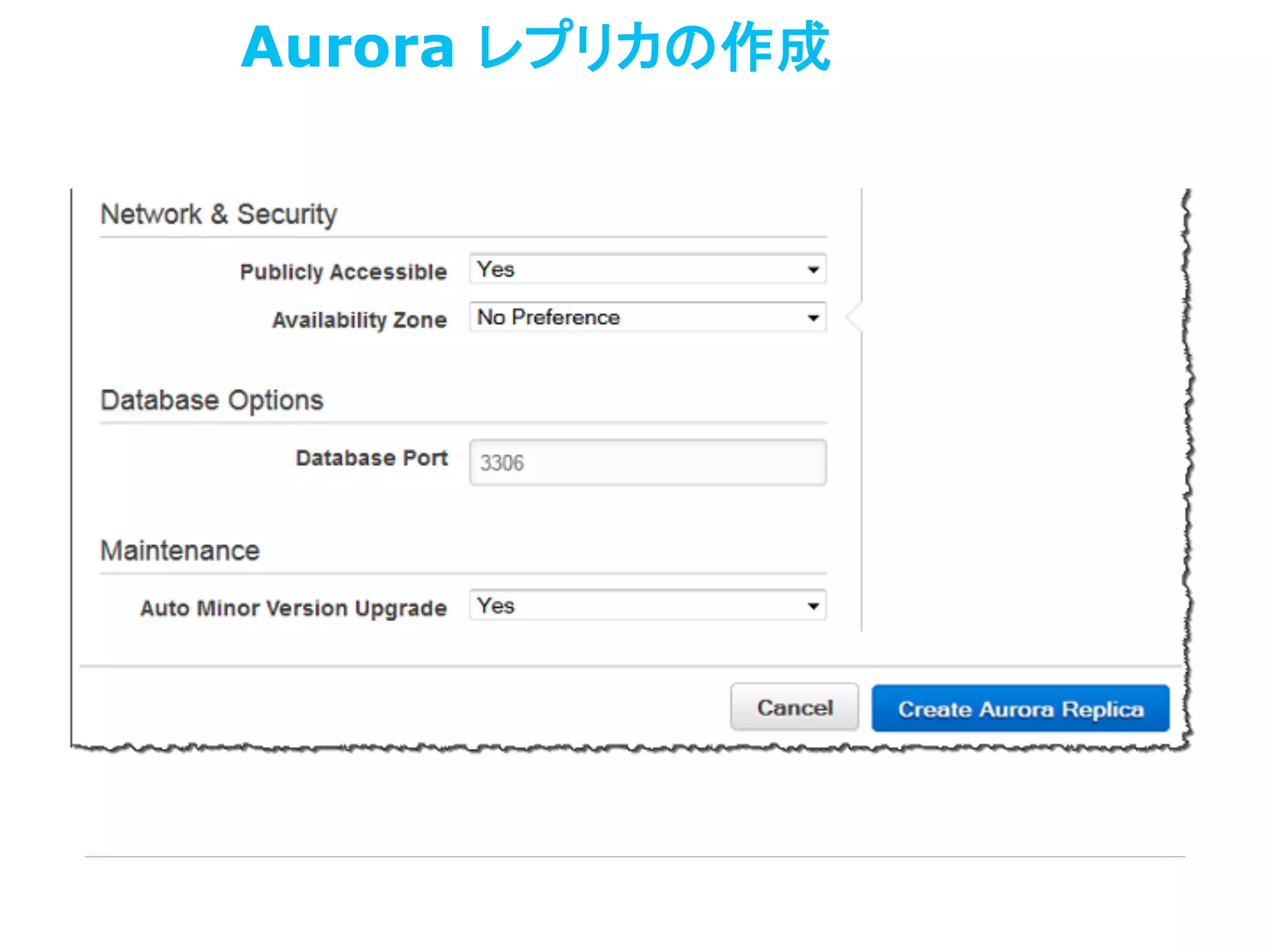 Aurora レプリカの作成
 