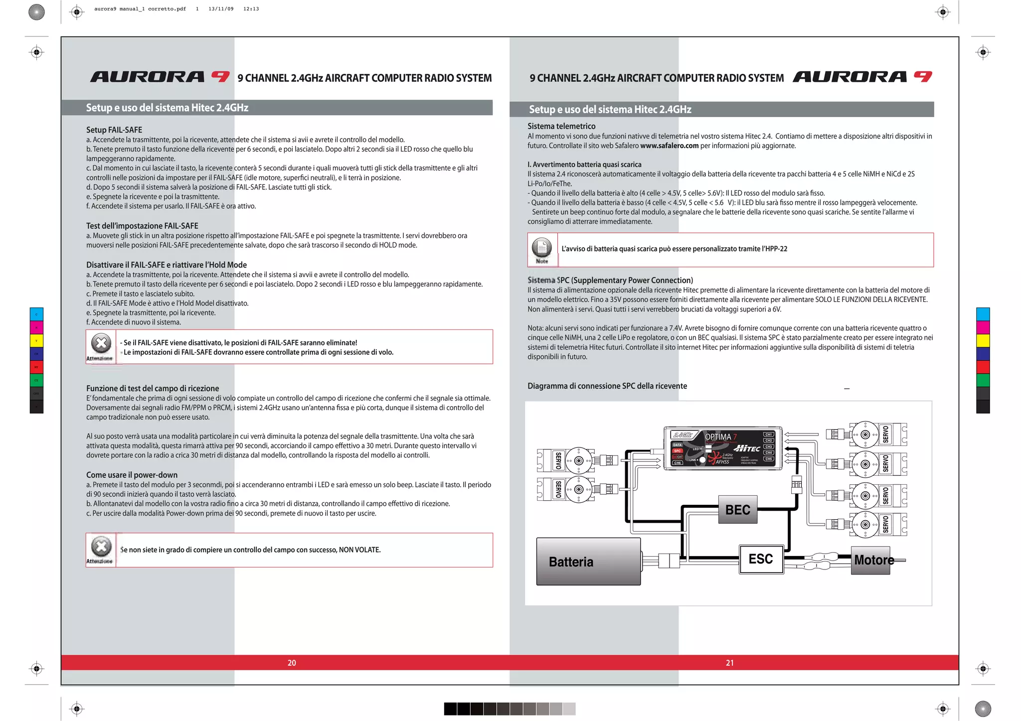 Manuale Hitec Aurora 9 italiano (2/6) | PDF