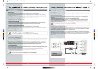 20 21
9 CHANNEL 2.4GHz AIRCRAFT COMPUTER RADIO SYSTEM 9 CHANNEL 2.4GHz AIRCRAFT COMPUTER RADIO SYSTEM
Sistema telemetrico
Al momento vi sono due funzioni nativve di telemetria nel vostro sistema Hitec 2.4. Contiamo di mettere a disposizione altri dispositivi in
futuro. Controllate il sito web Safalero www.safalero.com per informazioni più aggiornate.
I. Avvertimento batteria quasi scarica
Il sistema 2.4 riconoscerà automaticamente il voltaggio della batteria della ricevente tra pacchi batteria 4 e 5 celle NiMH e NiCd e 2S
Li-Po/Io/FeThe.
- Quando il livello della batteria è alto (4 celle > 4.5V, 5 celle> 5.6V): Il LED rosso del modulo sarà fisso.
- Quando il livello della batteria è basso (4 celle < 4.5V, 5 celle < 5.6 V): il LED blu sarà fisso mentre il rosso lampeggerà velocemente.
Sentirete un beep continuo forte dal modulo, a segnalare che le batterie della ricevente sono quasi scariche. Se sentite l’allarme vi
consigliamo di atterrare immediatamente.
Sistema SPC (Supplementary Power Connection)
Il sistema di alimentazione opzionale della ricevente Hitec premette di alimentare la ricevente direttamente con la batteria del motore di
un modello elettrico. Fino a 35V possono essere forniti direttamente alla ricevente per alimentare SOLO LE FUNZIONI DELLA RICEVENTE.
Non alimenterà i servi. Quasi tutti i servi verrebbero bruciati da voltaggi superiori a 6V.
Nota: alcuni servi sono indicati per funzionare a 7.4V. Avrete bisogno di fornire comunque corrente con una batteria ricevente quattro o
cinque celle NiMH, una 2 celle LiPo e regolatore, o con un BEC qualsiasi. Il sistema SPC è stato parzialmente creato per essere integrato nei
sistemi di telemetria Hitec futuri. Controllate il sito internet Hitec per informazioni aggiuntive sulla disponibilità di sistemi di teletria
disponibili in futuro.
Diagramma di connessione SPC della ricevente
Setup e uso del sistema Hitec 2.4GHz
Setup FAIL-SAFE
a. Accendete la trasmittente, poi la ricevente, attendete che il sistema si avii e avrete il controllo del modello.
b. Tenete premuto il tasto funzione della ricevente per 6 secondi, e poi lasciatelo. Dopo altri 2 secondi sia il LED rosso che quello blu
lampeggeranno rapidamente.
c. Dal momento in cui lasciate il tasto, la ricevente conterà 5 secondi durante i quali muoverà tutti gli stick della trasmittente e gli altri
controlli nelle posizioni da impostare per il FAIL-SAFE (idle motore, superfici neutrali), e li terrà in posizione.
d. Dopo 5 secondi il sistema salverà la posizione di FAIL-SAFE. Lasciate tutti gli stick.
e. Spegnete la ricevente e poi la trasmittente.
f. Accendete il sistema per usarlo. Il FAIL-SAFE è ora attivo.
Test dell’impostazione FAIL-SAFE
a. Muovete gli stick in un altra posizione rispetto all’impostazione FAIL-SAFE e poi spegnete la trasmittente. I servi dovrebbero ora
muoversi nelle posizioni FAIL-SAFE precedentemente salvate, dopo che sarà trascorso il secondo di HOLD mode.
Disattivare il FAIL-SAFE e riattivare l’Hold Mode
a. Accendete la trasmittente, poi la ricevente. Attendete che il sistema si avvii e avrete il controllo del modello.
b. Tenete premuto il tasto della ricevente per 6 secondi e poi lasciatelo. Dopo 2 secondi i LED rosso e blu lampeggeranno rapidamente.
c. Premete il tasto e lasciatelo subito.
d. Il FAIL-SAFE Mode è attivo e l’Hold Model disattivato.
e. Spegnete la trasmittente, poi la ricevente.
f. Accendete di nuovo il sistema.
Funzione di test del campo di ricezione
E’fondamentale che prima di ogni sessione di volo compiate un controllo del campo di ricezione che confermi che il segnale sia ottimale.
Doversamente dai segnali radio FM/PPM o PRCM, i sistemi 2.4GHz usano un’antenna fissa e più corta, dunque il sistema di controllo del
campo tradizionale non può essere usato.
Al suo posto verrà usata una modalità particolare in cui verrà diminuita la potenza del segnale della trasmittente. Una volta che sarà
attivata questa modalità, questa rimarrà attiva per 90 secondi, accorciando il campo effettivo a 30 metri. Durante questo intervallo vi
dovrete portare con la radio a crica 30 metri di distanza dal modello, controllando la risposta del modello ai controlli.
Come usare il power-down
a. Premete il tasto del modulo per 3 seconmdi, poi si accenderanno entrambi i LED e sarà emesso un solo beep. Lasciate il tasto. Il periodo
di 90 secondi inizierà quando il tasto verrà lasciato.
b. Allontanatevi dal modello con la vostra radio fino a circa 30 metri di distanza, controllando il campo effettivo di ricezione.
c. Per uscire dalla modalità Power-down prima dei 90 secondi, premete di nuovo il tasto per uscire.
Setup e uso del sistema Hitec 2.4GHz
- Se il FAIL-SAFE viene disattivato, le posizioni di FAIL-SAFE saranno eliminate!
- Le impostazioni di FAIL-SAFE dovranno essere controllate prima di ogni sessione di volo.
Attenzione
Se non siete in grado di compiere un controllo del campo con successo, NON VOLATE.
Attenzione
BAT/CH7
CH6
DATA
SPC
LED
LINK
LED
LINK
CH1
CH2
CH3
CH4
CH5
OPTIMA 7OPTIMA 72.4GHz 7 Channel Aircraft Receiver2.4GHz 7 Channel Aircraft Receiver
AFHSS
2.4GHz
Telemetric ADAPTIVE
FREQUENCY HOPPING
SPREAD SPECTRUM
SERVOSERVO
SERVOSERVO
SERVOSERVO
Batteria Motore
BEC
ESC
L’avviso di batteria quasi scarica può essere personalizzato tramite l’HPP-22
Note
C
M
Y
CM
MY
CY
CMY
K
aurora9 manual_1 corretto.pdf 1 13/11/09 12:13
 