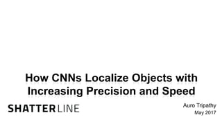 auro@shatterline.com 1
How CNNs Localize Objects
with Increasing Precision
and Speed
Auro Tripathy
May 2017
How do I
fine-tune the
bounding box?
What
Class?
 