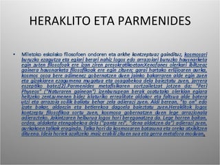 HERAKLITO ETA PARMENIDES 