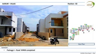AURUM_Photo Report - Villas
Comments :
AURUM – VILLAS Position - 02
• Package I – Road WMM completed
Key Plan
1
2
3
4
5
6
 