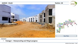 AURUM_Photo Report - Villas
Comments :
AURUM – VILLAS Position - 04
• Package I – Waterproofing and Tiling in progress
Key Plan
1
2
3
4
5
6
 