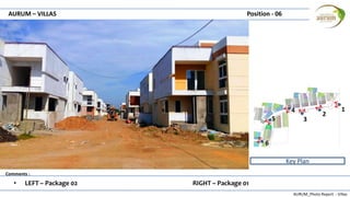 AURUM_Photo Report - Villas
Comments :
AURUM – VILLAS Position - 06
• LEFT – Package 02 RIGHT – Package 01
Key Plan
1
2
3
4
5
6
 