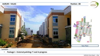 AURUM_Photo Report - Villas
Comments :
AURUM – VILLAS Position - 08
• Package I – External painting 1st coat in progress
Key Plan
7
8
9
10 11
12
 