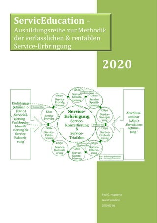 2020
Paul G. Huppertz
servicEvolution
2020-02-01
ServicEducation –
Ausbildungsreihe zur Methodik
der verlässlichen & rentablen
Service-Erbringung
 