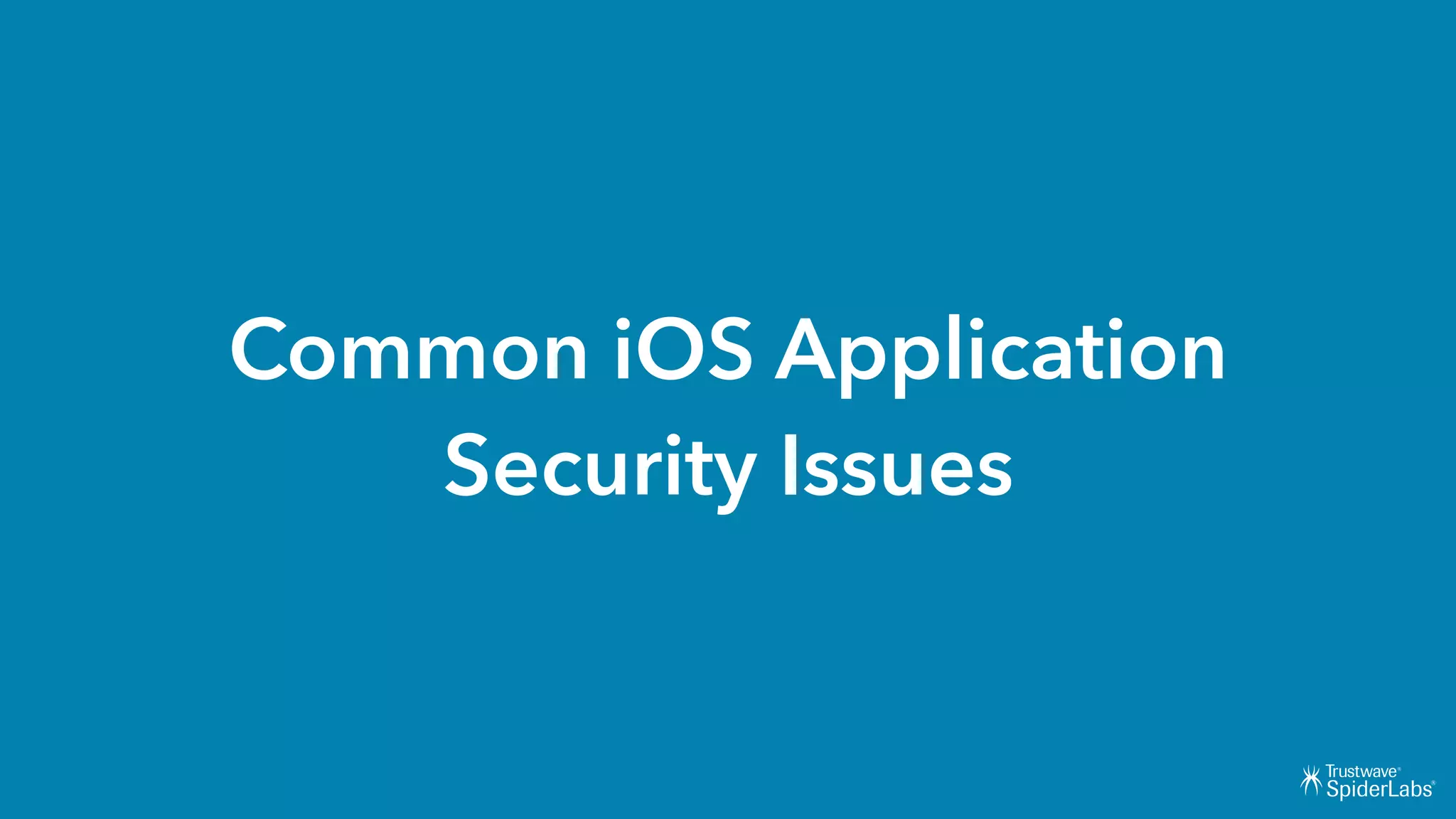 Common iOS Application
Security Issues
 