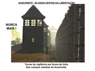 AUSCHWITZ - 60 ANOS DEPOIS DA LIBERTAÇÃO NUNCA MAIS ! Torres de vigilância em forma de linha Nos campos nazistas de Auschwitz. 