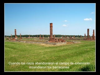Cuando los nazis abandonaron el campo de exterminio
incendiaron los barracones
 