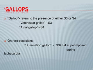 Gallop Notes percussion and Auscultation of cardiovascular system with heart sounds ...