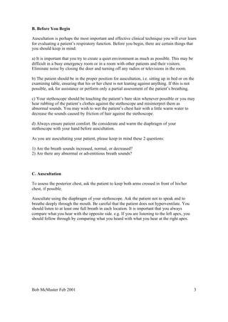 Auscultation(Resp) | PDF
