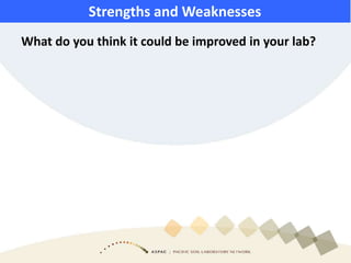 What do you think it could be improved in your lab?
Strengths and Weaknesses
 