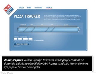 domino’s pizza verilen siparişin teslimata kadar gerçek zamanlı ne
      durumda olduğunu görebildiğiniz bir hizmet sundu....