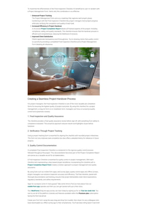 Final Inspection Checklist: A Useful Key to Quality Control | PDF