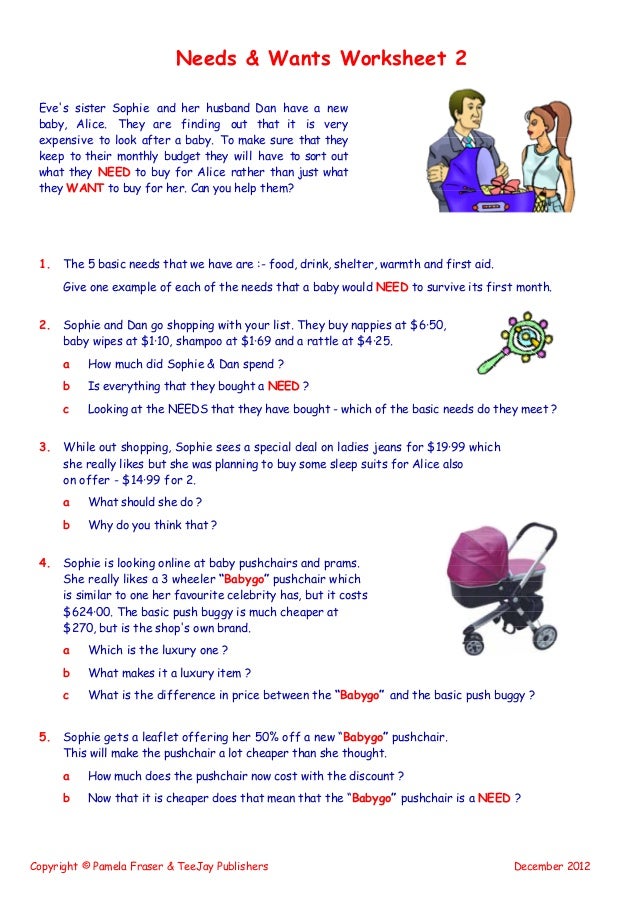 Australian Life Skills - Needs & Wants Level 2