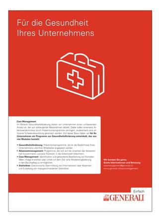 46         ERFOLG            Aus- und Weiterbildung                                                                  Ausgabe 3          April 2011




Impulse für eine «menschliche»
Persönlichkeitsentwicklung
                                                     Menschen. Transparente Menschen sind eine             Mitarbeiterführung – Rhetorik – Humor –
                                                     Wohltat. Da weiss man, woran man ist. Ein Ja          Prozessmanagement – Zeitmanagement –
                                                     ist ein Ja und ein Nein ist ein Nein. Der klare,      Verkauf – Medienarbeit – Kommunikation –
                                                     transparente Blick schafft Vertrauen. Der Ge-         Small Talk – Das Interview – Schwierige
                                                     sichtsausdruck kommuniziert unzweideutig              Gespräche – Informatik-Röntgenbild
                                                     Zustimmung oder Ablehnung. In den Körper-
                                                     bewegungen kommt die Gemütsstimmung                   Mario Brühlmann, dipl. Betriebsökonom FH /
                                                     zum Ausdruck. Transparent sein ist aber auch          Executive MBA, hat als Führungskraft und Ge-
                                                     riskant. Mit der Öffnung werde ich verletzbar.        schäftsleitungsmitglied von namhaften inter-
                                                     Gerade dieser Mut zur Verletzbarkeit jedoch           national tätigen Firmen das Rüstzeug für das
Mario Brühlmann                                      macht menschlich und schafft tragfähige Be-           heute erforderliche unternehmerische Denken
                                                     ziehungen. Dieser Mut fehlt leider vielen. Sie        und Handeln erworben. Seit 1990 ist er Inha-
In den meisten Menschen und Organisatio-             ziehen es daher vor, teiltransparent zu sein.         ber der Firma MARIO BRÜHLMANN Unterneh-
nen schlummert ein riesiges Potenzial an             Transparent bei den Stärken, intransparent            mensberatung und Führungsschulung. 1996
emotionalen und fachlichen Fähigkeiten.              (verschleiert) bei den Schwächen. Das ist Heu-        folgte die Gründung der Tochterfirma Servus
Es lohnt sich, diese aufzuwecken und syste-          chelei. Das ist Charakterschwäche. Dieses Spiel       GmbH und im Januar 2002 der Holdinggesell-
matisch zu fördern. Genau das tut Mario              wird schnell durchschaut und führt zu Miss-           schaft Swiss Consulting Group SCG AG. Neben
Brühlmann, Gründer der Swiss Consulting              trauen. Transparent sein kann provozieren –           den betriebswirtschaftlichen Themen wie Mar-
Group SCG AG, in kleinen, mittleren und              plump wirken – in Frage stellen – herausfor-          keting, Organisation, Krisenmanagement,
grossen Firmen im In- und Ausland. Er hat            dern zum Dialog. Das erfordert Dialogfähigkeit.       Nachfolgeregelung und Sanierung bemüht er
den speziellen Unternehmensbereich Swiss             Unterschiedliche Ansichten und Gefühle kön-           sich hauptsächlich um die Förderung von Füh-
Create geschaffen, in dem er und seine               nen stören, ärgern und belasten. Eingefahrene         rungskräften auf allen Hierarchiestufen in der
Partner ihr Wissen während einer begrenz-            und liebgewonnene Meinungen werden hin-               Wirtschaft und in Nonprofit-Organisationen.
ten Zeit an Unternehmer in Entwicklungs-             terfragt. Das wird oft als persönlichen Angriff
ländern zur Verfügung stellen. Auf diese             wahrgenommen und bewirkt Aggression statt             Swiss Create
Weise sind in den vergangenen 20 Jahren              Verständnis oder Rückzug und Schweigen statt          Der Nonprofit-Bereich der Swiss Consulting
über 1000 Firmen und viele tausend Ar-               Dialog. Einige reagieren auf unangenehme              Group
beitsplätze entstanden.                              Transparenz mit Rechtfertigungen, andere sind         Was bietet Swiss Create an?
                                                     beleidigt und versinken in Selbstmitleid. Das         Trainer und Partner der Swiss Consulting
Starke Persönlichkeiten sind gefragt, nicht nur      ist schade. Das ist gefährlich. Lasst uns die wert-   Group stellen bis zu 30% ihrer Arbeitszeit für
im Berufsleben. Auch in vielen privaten Situa-       vollen Eigenschaften von transparenten Men-           Aufbau- und Entwicklungsprojekte in Entwick-
tionen sind ein gesundes Durchsetzungs- und          schen erkennen. Es sind Perlen! Lernen wir, mit       lungs- und Schwellenländern zur Verfügung.
Einfühlungsvermögen gefordert. Als Trainer           den unangenehmen Seiten der Transparenz               Was sind die Leistungen von Swiss Create?
und Coach fördert Mario Brühlmann durch die          umzugehen und selbst transparent zu wer-              • Programme zur Armutsbekämpfung und
Multiplikation von Fähigkeiten und Werten            den. Transparenz hat mit Echtheit zu tun. Mit           KMU-Förderung
Führungskräfte, sich persönlich weiterzuent-         Wahrheit. Mit Natürlichkeit. Mit Klarheit. Mit        • Programme für Hilfe zur Selbsthilfe
wickeln und ihr Auftreten zu verbessern. Sie         Persönlichkeit. Mit mir?»                             • Schulung und Beratung von KMU-Unterneh-
sollen befähigt werden, dem rauen Wind im                                                                    merInnen
Betriebsalltag stand zu halten und ihre Aufga-                                                             • Aufbau von Mikrokredit-Organisationen
ben mit Freude und Engagement zu erfüllen.                                                                 • Zugang zu Krediten ermöglichen
Seine Seminare sind mit fundiertem Fachwis-                                                                • Aufbau von Unternehmerstrukturen
sen gefüllt und stets mit einer gehörigen Prise                                                            • Aufbau von Gewerbevereinigungen
Humor gewürzt. Etwas Besonderes dabei sind                                                                 • Management-Vorlesungen an Universitäten
die kurzen «Briefkastengeschichten», die Im-                                                               • KMU-Projektevaluationen
pulse für eine «menschliche» Persönlichkeits-                                                              Aktuelle und bisherige Gewerbeförde-
entwicklung geben. Jeder dieser Briefkasten                                                                rungs-Projekte
besitzt seine eigene Persönlichkeit und lässt                                                              Rumänien – Kirgistan – Moldawien – Albanien –
Raum zum Nachdenken und Sinnieren. Hier ein          Weitere Briefkastengeschichten und einen              Vietnam
Beispiel einer «Briefkastengeschichte»:              Überblick über die aktuellen öffentlichen und
                                                     firmeninternen Seminare finden Sie auf                Swiss Consulting Group SCG AG
Der Transparente                                     www.swisscg.ch.                                       Höheweg 14
«Er ist selten. Er macht seinen mehr oder weni-                                                            2552 Orpund/Biel
ger wertvollen Inhalt für jedermann sichtbar.        Die Swiss Consulting Group SCG AG bietet eine         Tel.: +41 32 357 13 11
Das kann interessant oder riskant, provokativ        umfassende Reihe von öffentlichen und fir-            Fax: +41 32 355 31 67
oder peinlich sein. Das gilt für den transparenten   meninternen Seminaren und Workshops an.               info@swisscg.ch
Briefkasten genauso wie für den transparenten        Zum Beispiel:                                         www.swisscg.ch
 