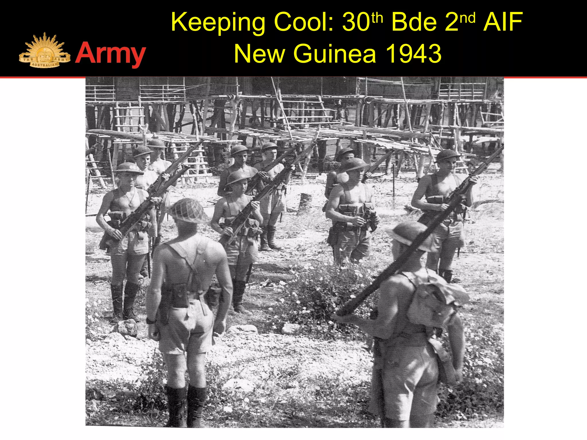 Keeping Cool: 30th
Bde 2nd
AIF
New Guinea 1943
 