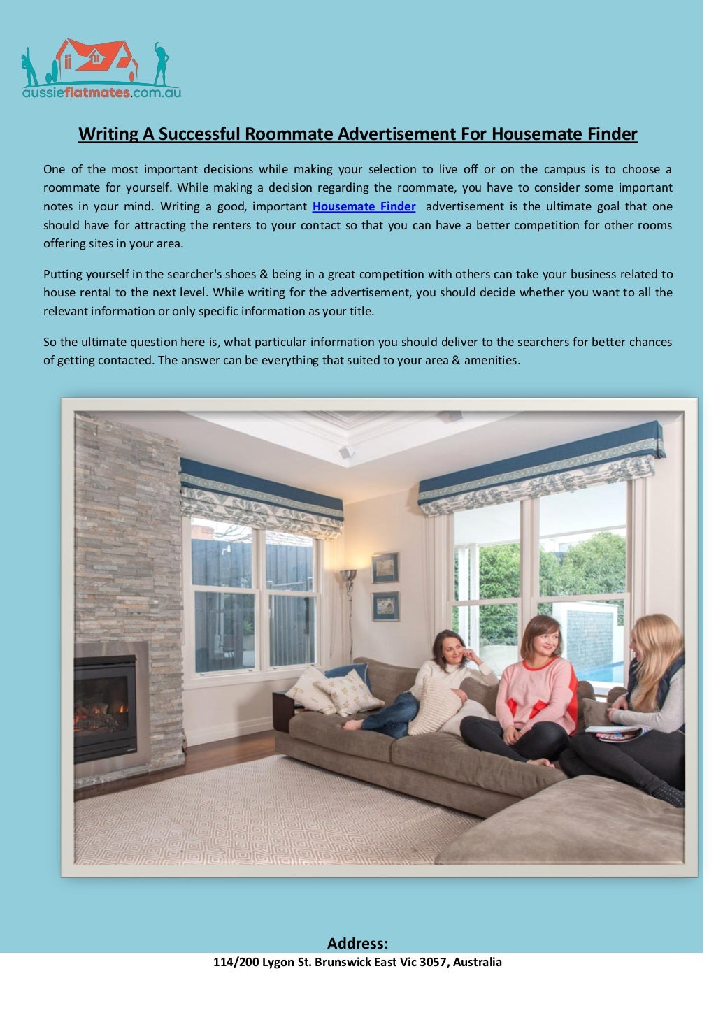 Writing A Successful Roommate Advertisement For Housemate Finder