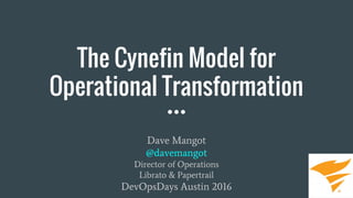 The Cynefin Model for
Operational Transformation
Dave Mangot
@davemangot
Director of Operations
Librato & Papertrail
DevOpsDays Austin 2016
 