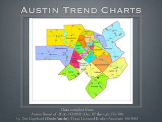 Austin Trend Charts




                         Data compiled from:
        Austin Board of REALTORS® (Dec.’07 through Feb.’08)
by Dee Copeland (DeeinAustin), Texas Licensed Broker-Associate #519683
 