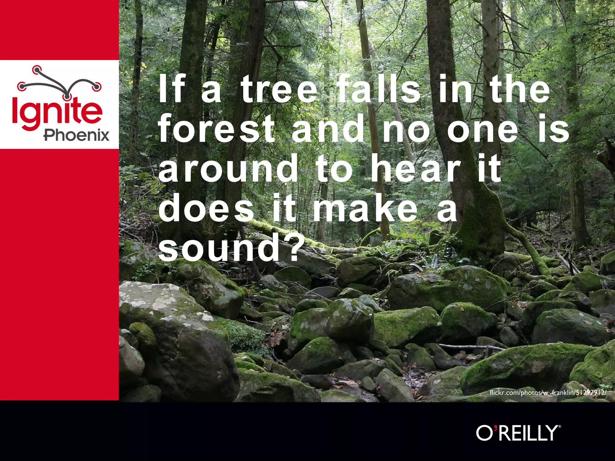 If a tree falls in the forest and no one is around to hear it does it make a sound?  flickr.com/photos/w_franklin/51297912/ 
