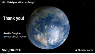 15
Thank you!
@sixty_north
Austin Bingham
@austin_bingham
http://sixty-north.com/blog/
Sunday, January 25, 15
 