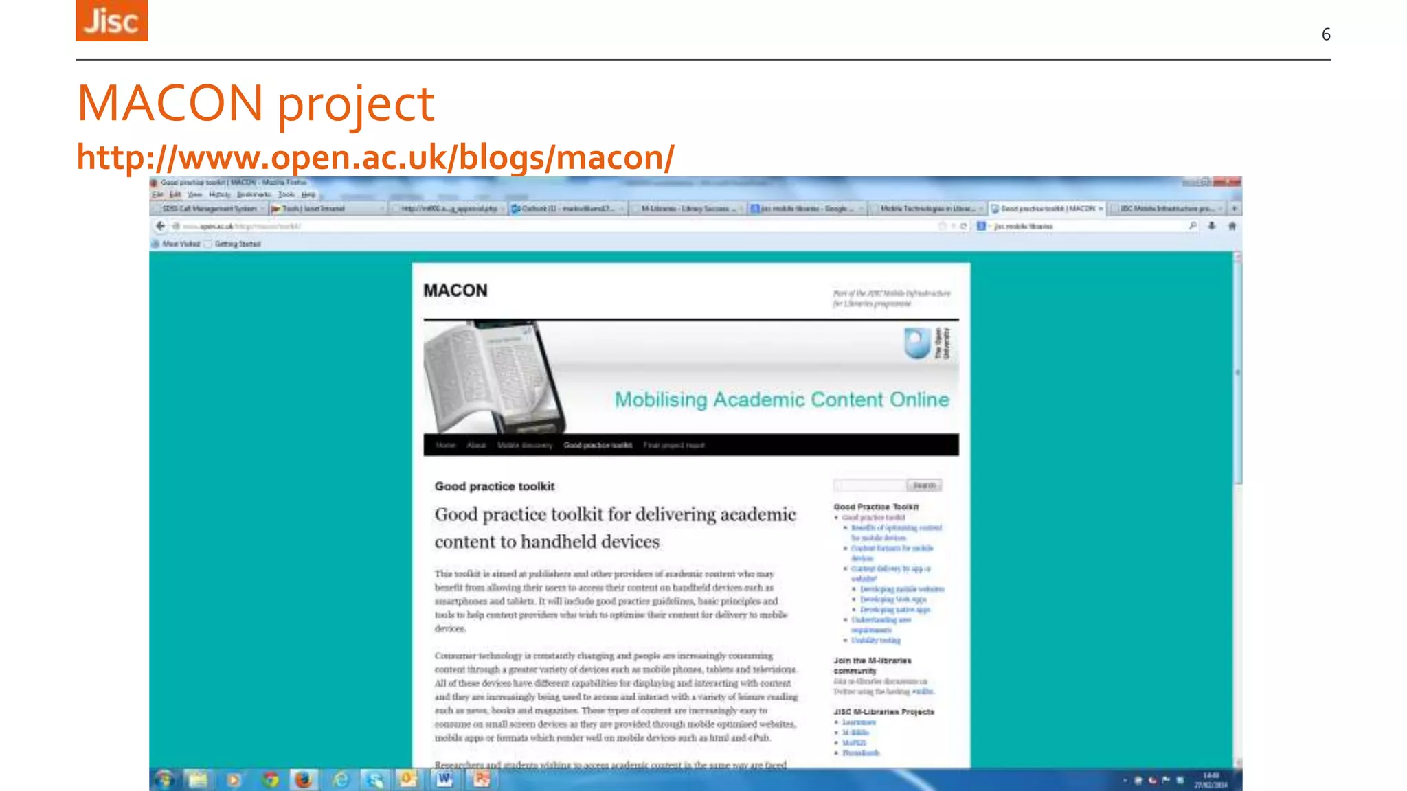 MACON project
6
http://www.open.ac.uk/blogs/macon/
 