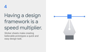 Having a design
framework is a
speed multiplier.
Sticker sheets make creating
believable prototypes a quick and
easy design task.
4
 