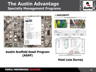 18
The Austin Advantage
Specialty Management Programs
Austin Scaffold Asset Program
(ASAP)
Heat Loss Survey
 